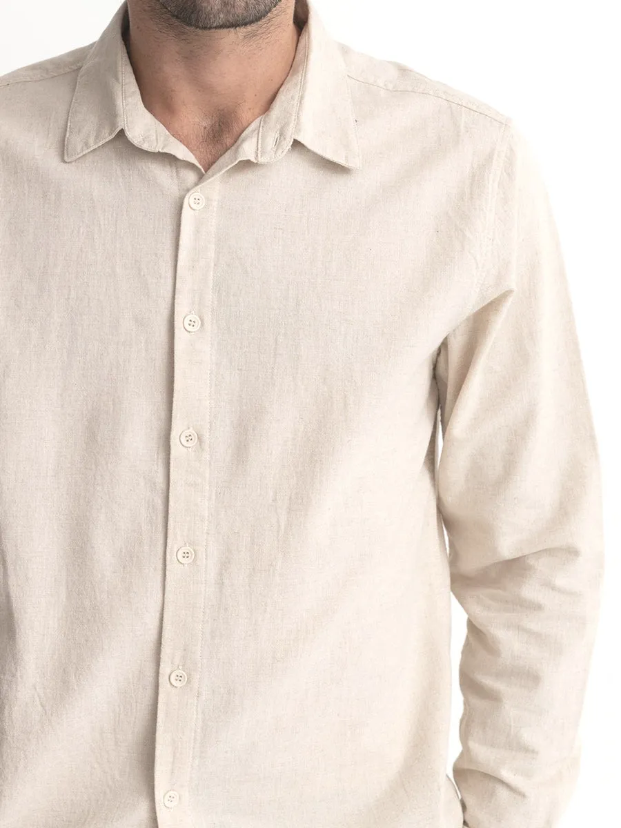 Classic Linen Long Sleeve Shirt - Sand