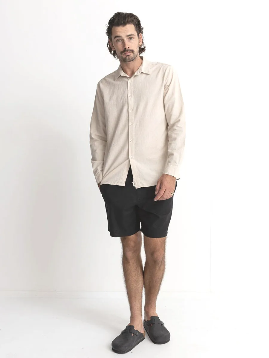 Classic Linen Long Sleeve Shirt - Sand