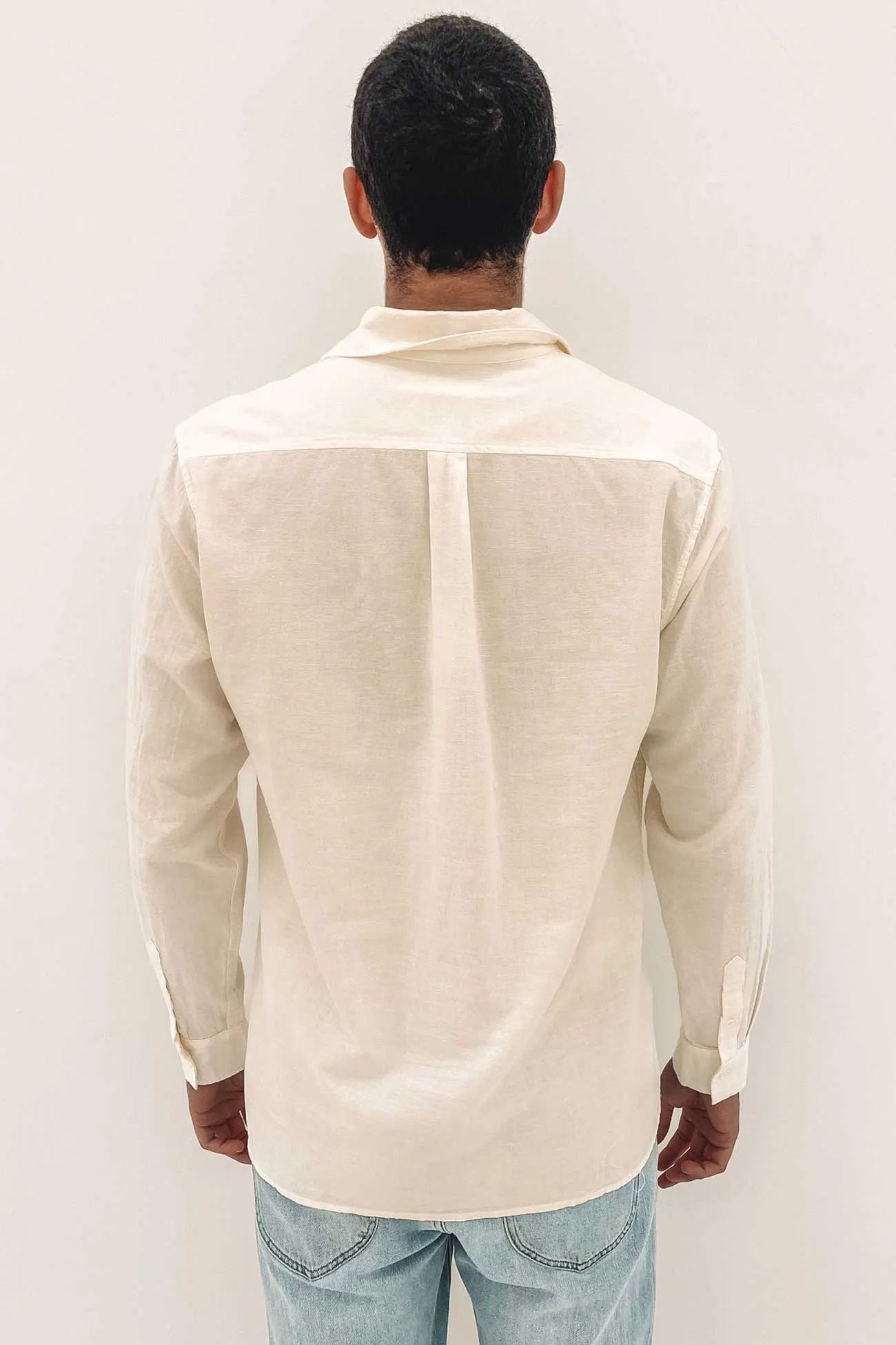 Classic Linen Long Sleeve Shirt Vintage White