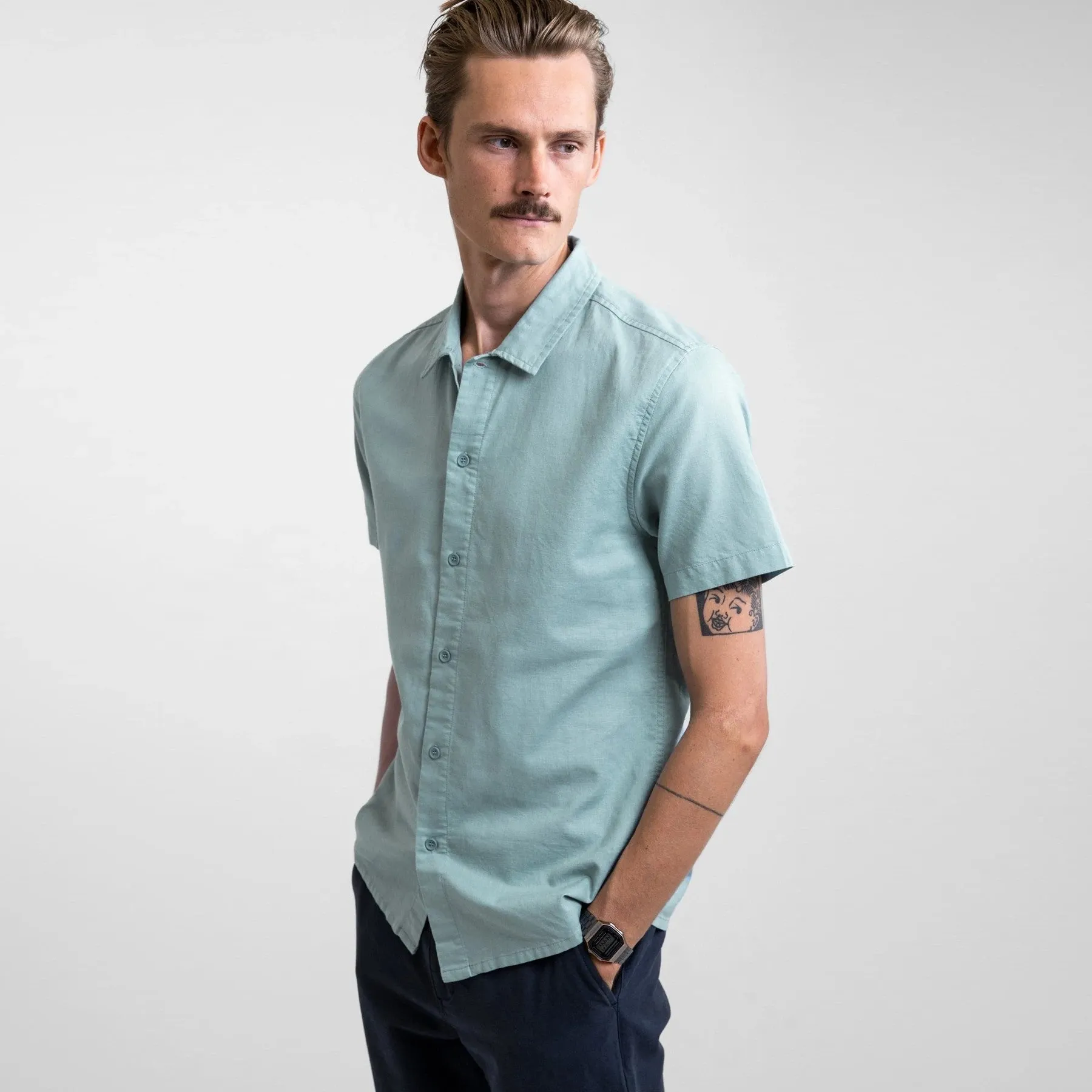 Classic Linen SS Shirt (Eucalyptus)