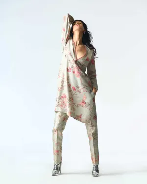 Classic Trousers Silk Brocade Ice Blue