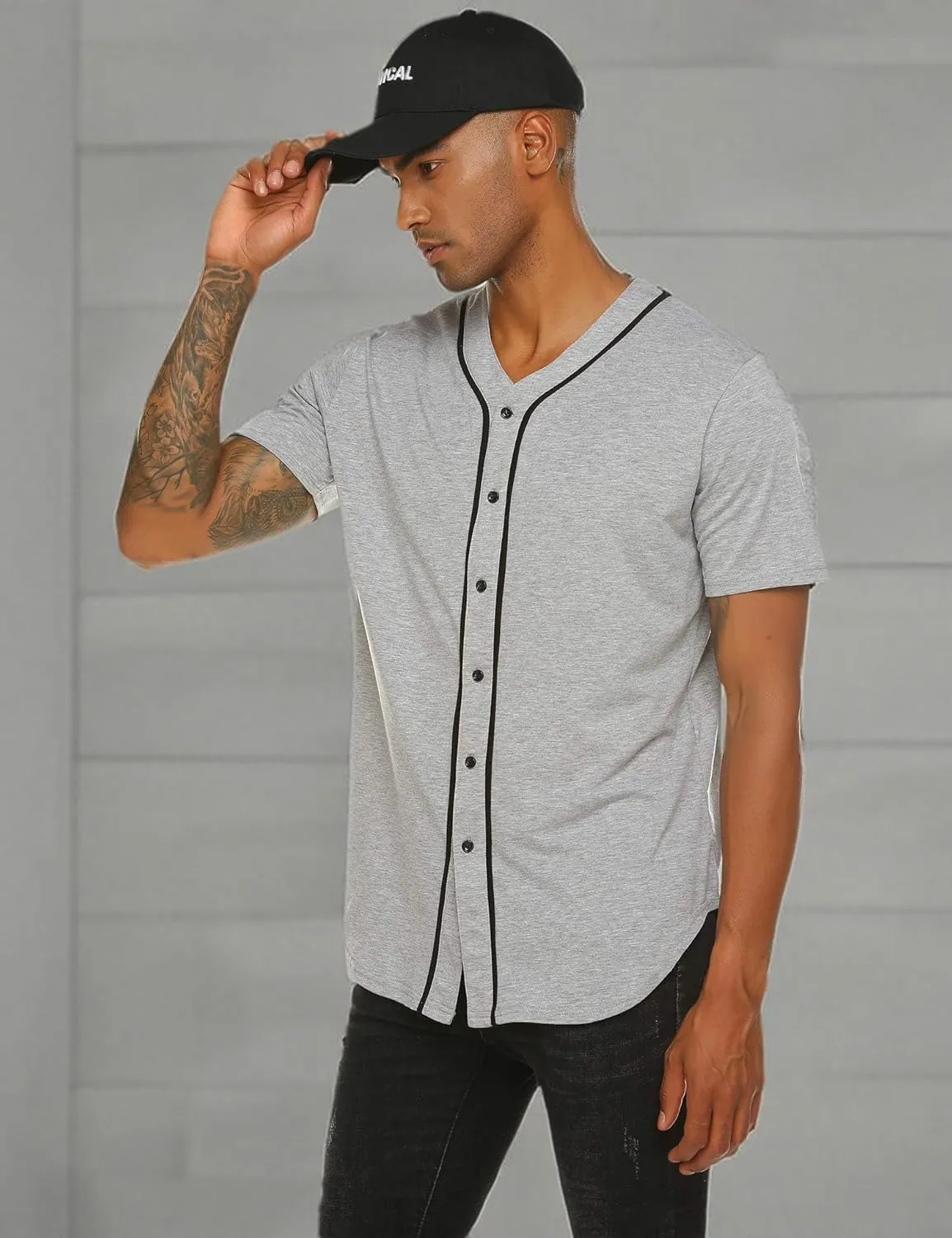 COOFANDY Men's Baseball Button Down Jersey Short Sleeve Hipster Hip Hop T Shirts