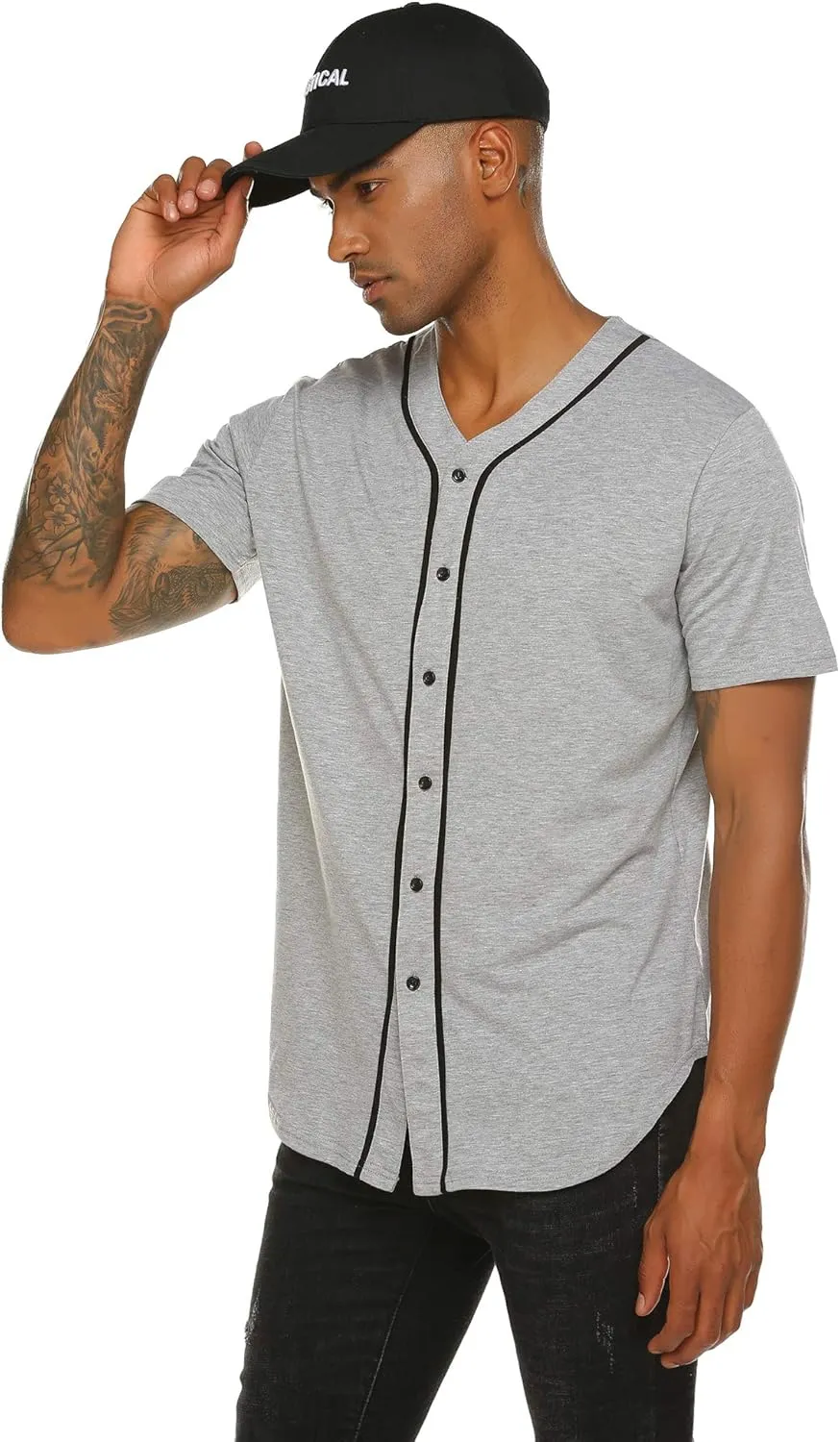 COOFANDY Men's Baseball Button Down Jersey Short Sleeve Hipster Hip Hop T Shirts