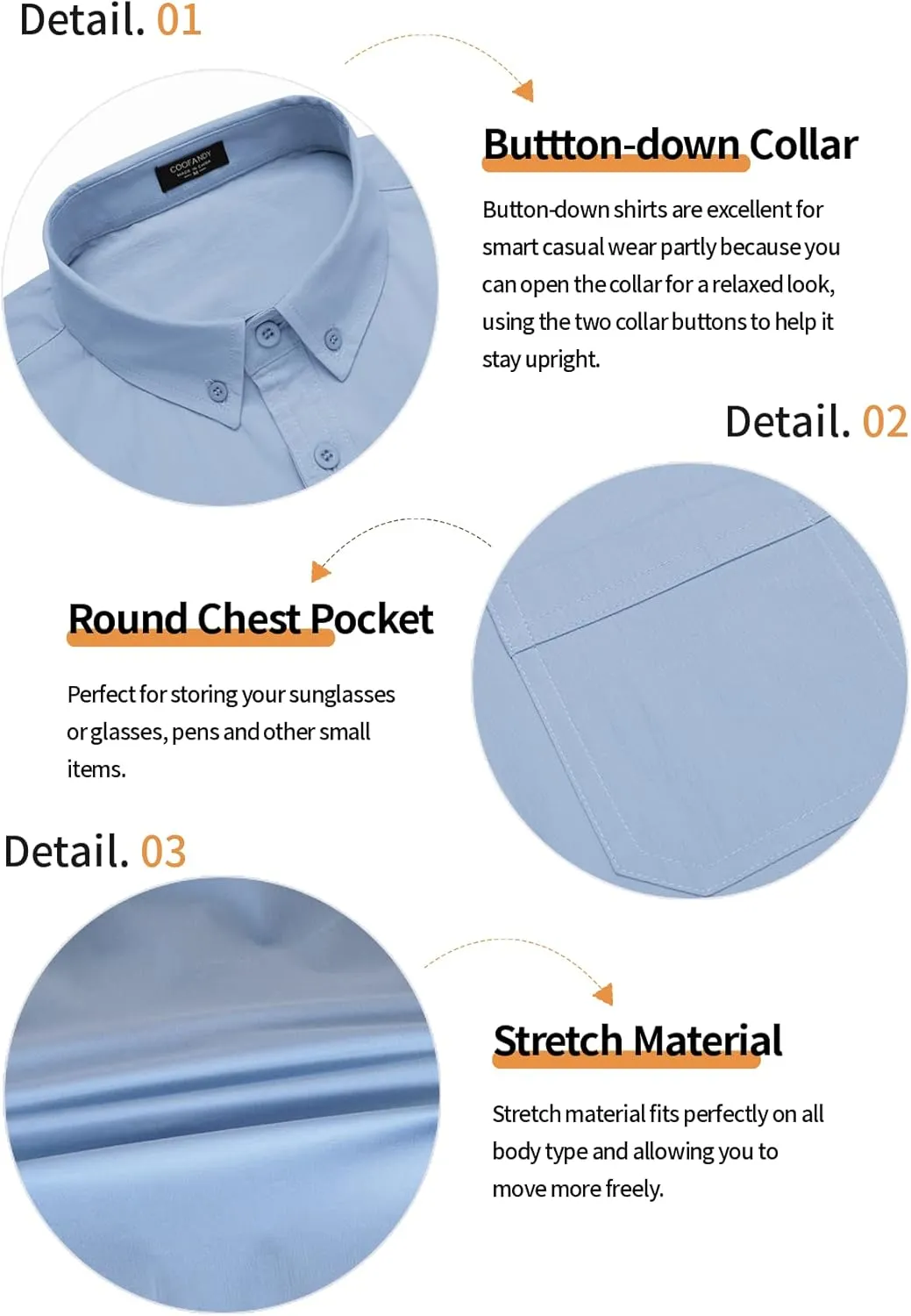 COOFANDY Men's Muscle Fit Dress Shirts Short Sleeve Cotton Casual Button Down Shirt with Pocket
