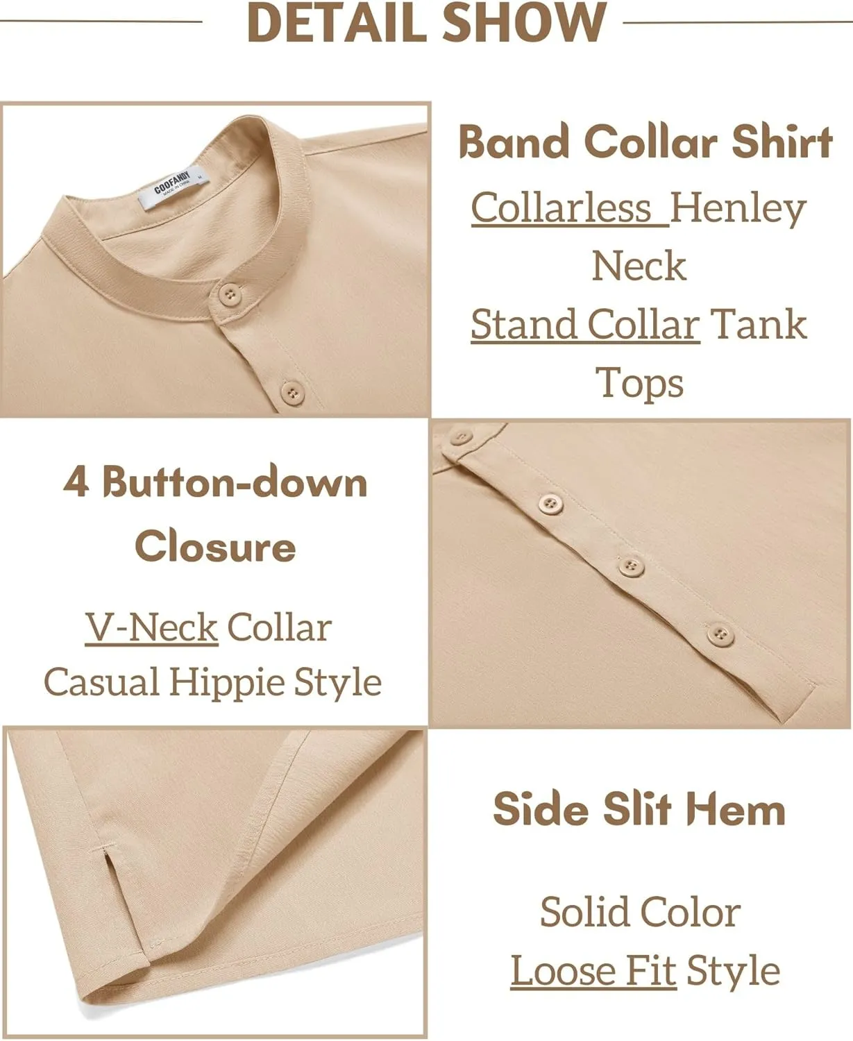 COOFANDY Sleeveless Beach Shirts for Men Summer Tank Shirts Casual Henley Tank Top