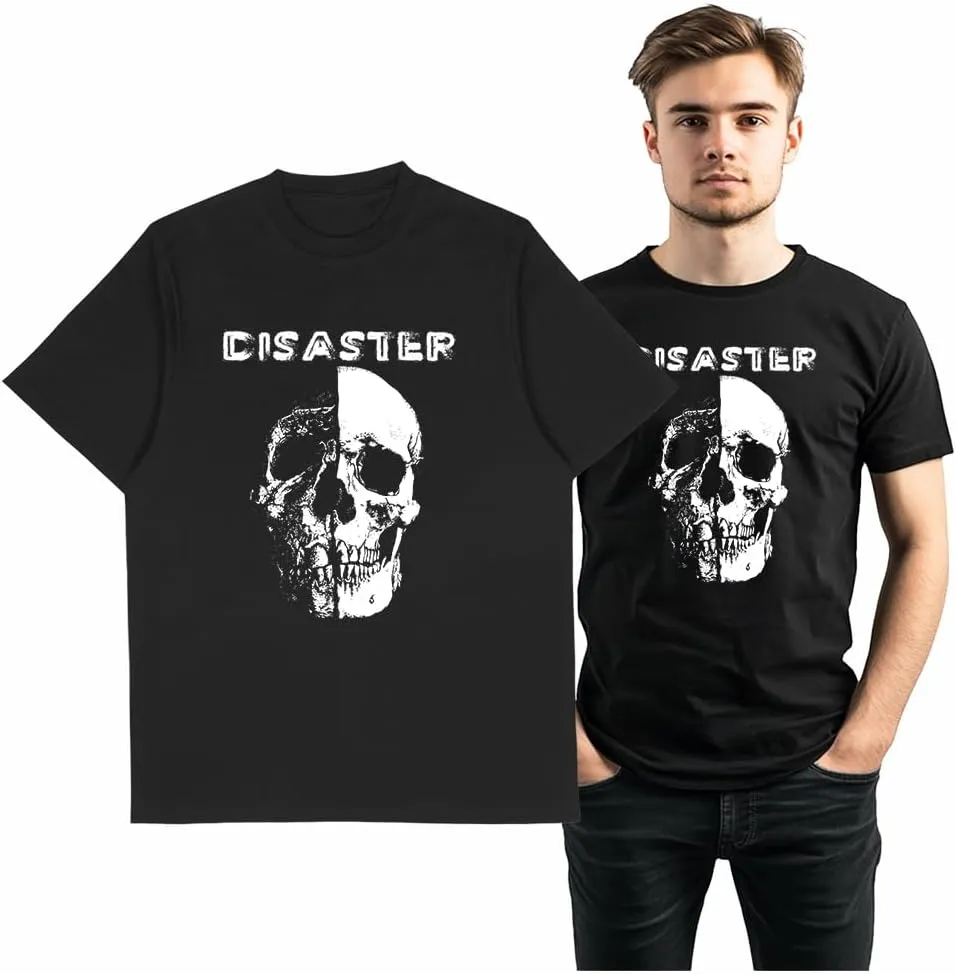 Cool Vintage Skull Print Retro Graphic Men T-Shirt - Short Sleeve Black Tee, 100% Cotton, Original Design