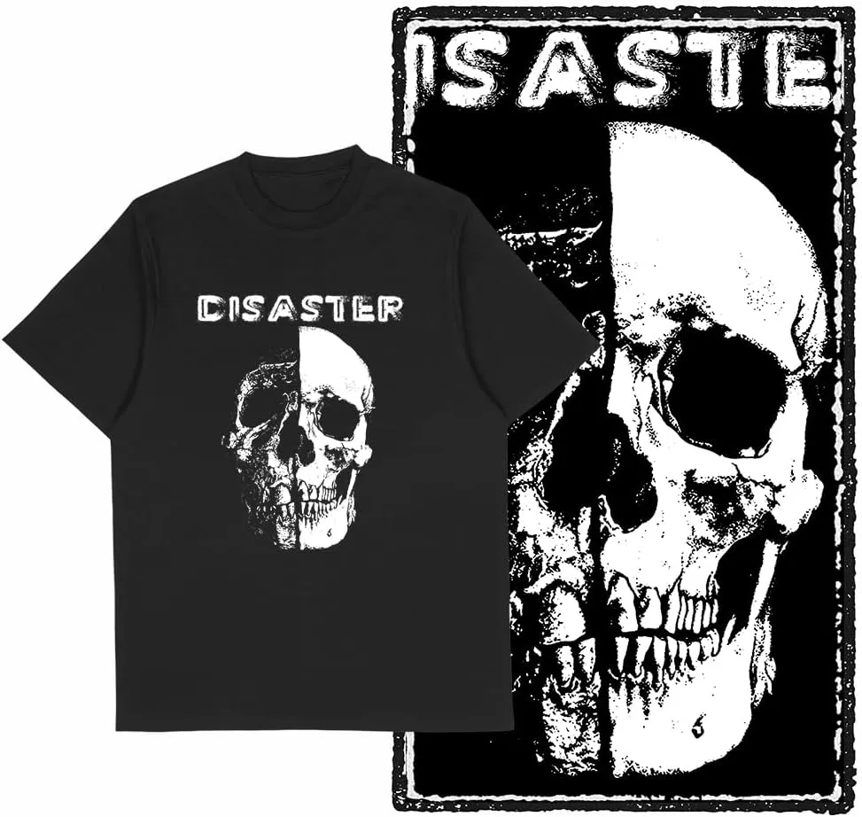 Cool Vintage Skull Print Retro Graphic Men T-Shirt - Short Sleeve Black Tee, 100% Cotton, Original Design