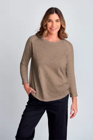 Cotton 3/4 Sleeve Crew Neck Tee Twig