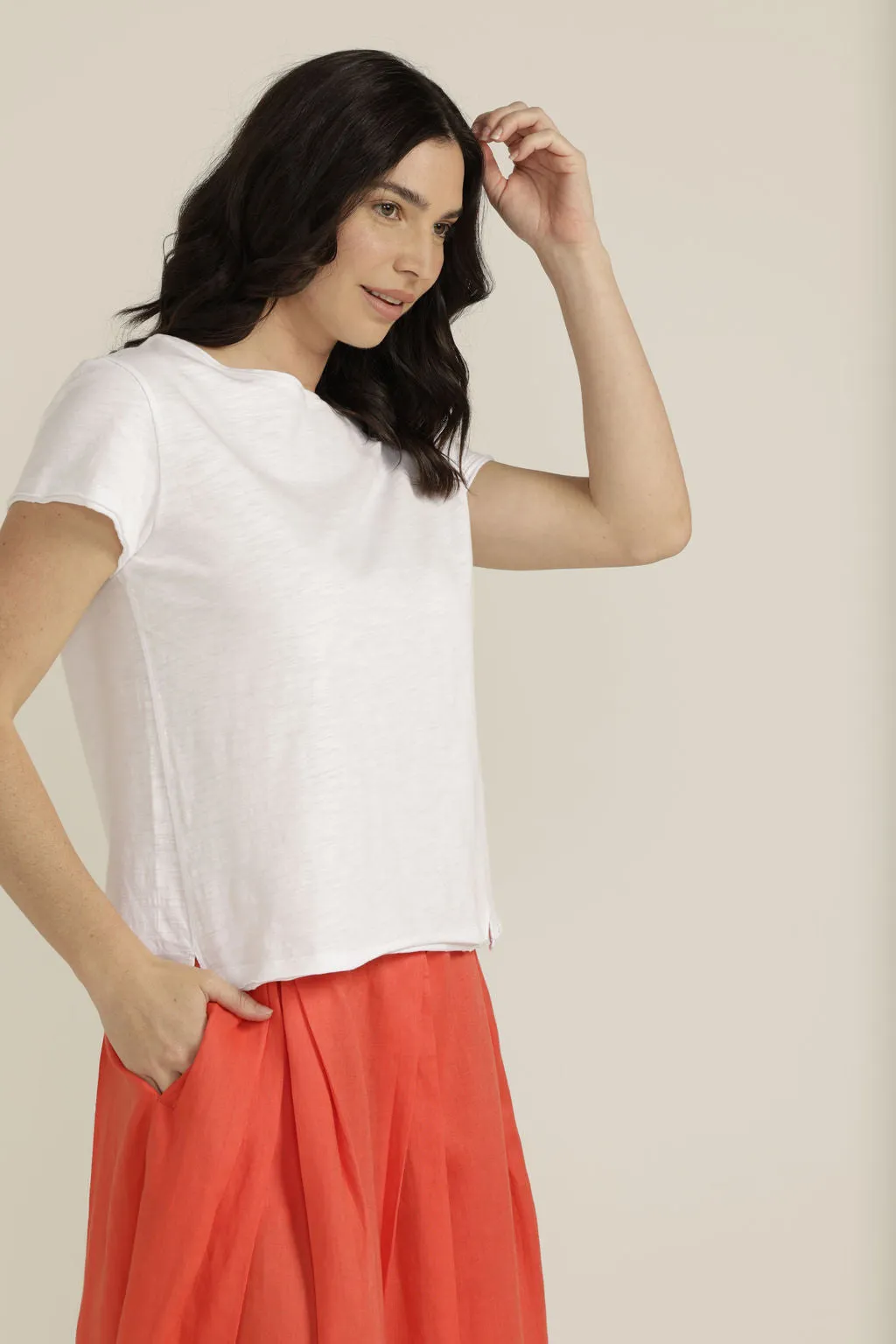 Cotton Crew Neck Tee White