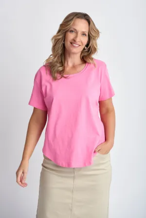 Cotton Slub Plain Crew Neck Tee Sachet Pink