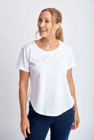 Cotton Slub Plain Crew Neck Tee White