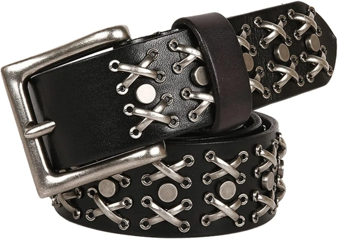 Cow Leather Belt For Men Genuine Leather Rivet Belts Mens Metal Buckle Belt For Jeans