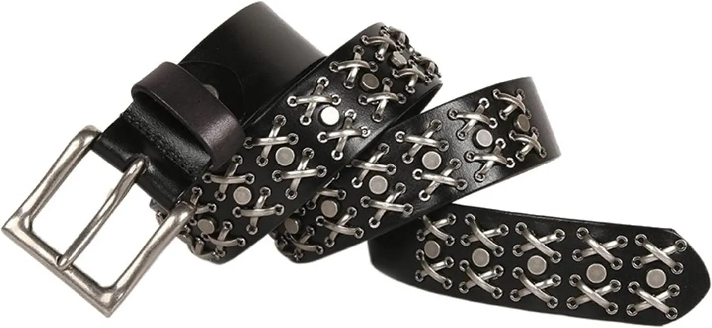 Cow Leather Belt For Men Genuine Leather Rivet Belts Mens Metal Buckle Belt For Jeans