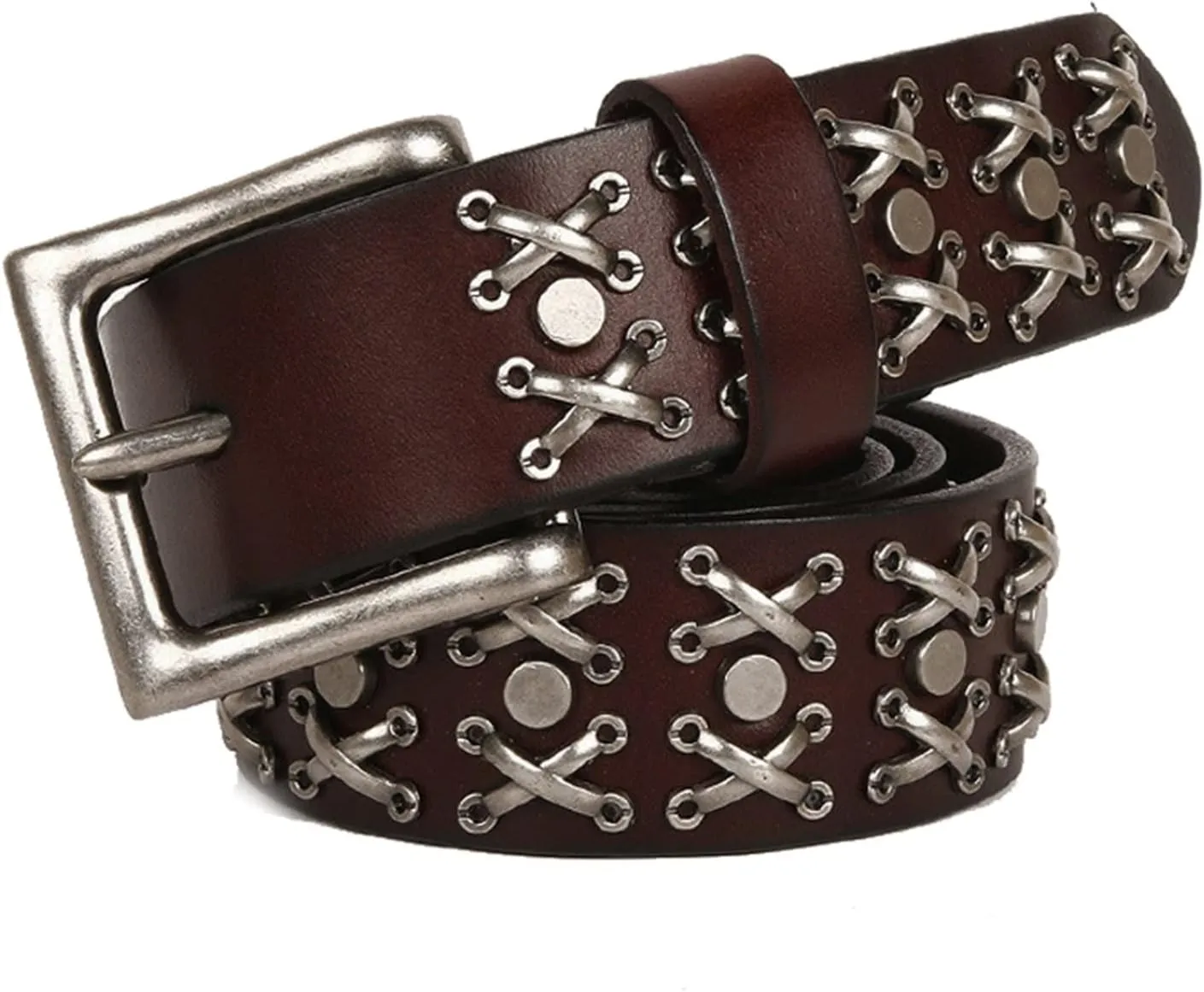 Cow Leather Belt For Men Genuine Leather Rivet Belts Mens Metal Buckle Belt For Jeans