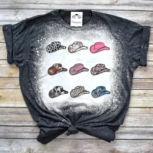 Cowgirl Hats Bleached Graphic Tee Shirt