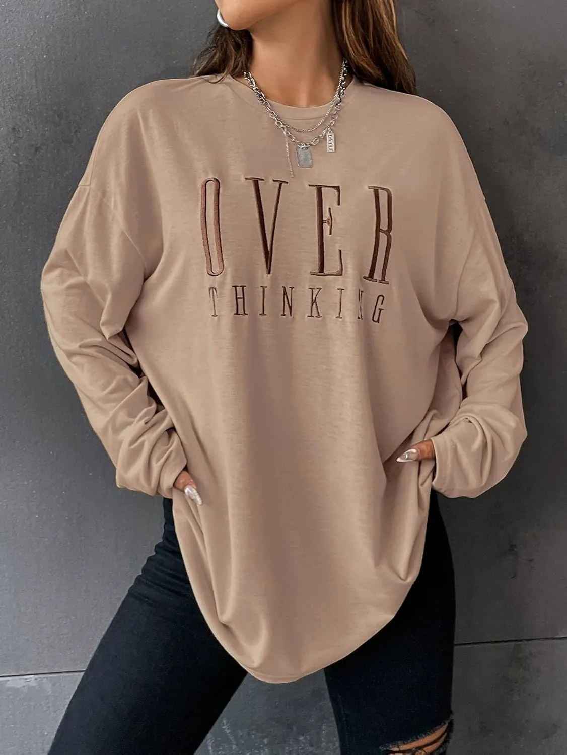 COZYEASE Women's Graphic Long Sleeve T Shirt Tops Round Neck Casual Vintage Oversized Graphic Tee Shirts