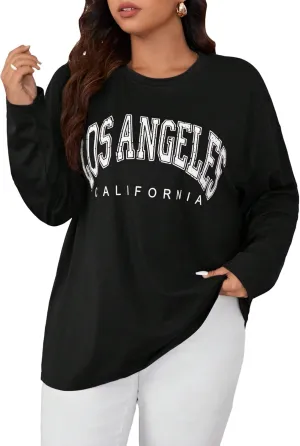 COZYEASE Women's Graphic Long Sleeve T Shirt Tops Round Neck Casual Vintage Oversized Graphic Tee Shirts