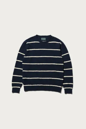 Crew Cotton Linen Slab Stripe - Navy