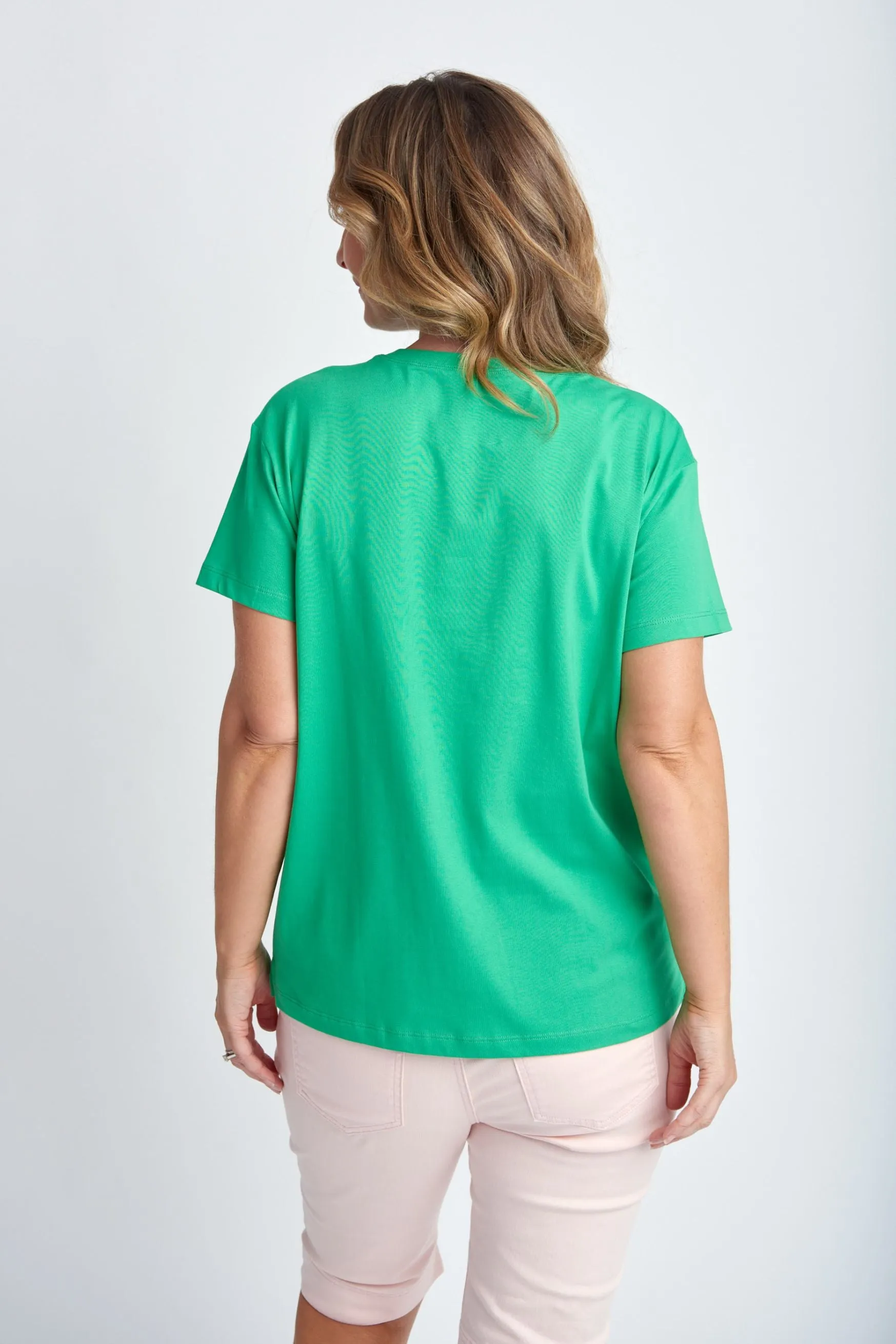 Crew Neck Basic Cotton Tee Kelly Green