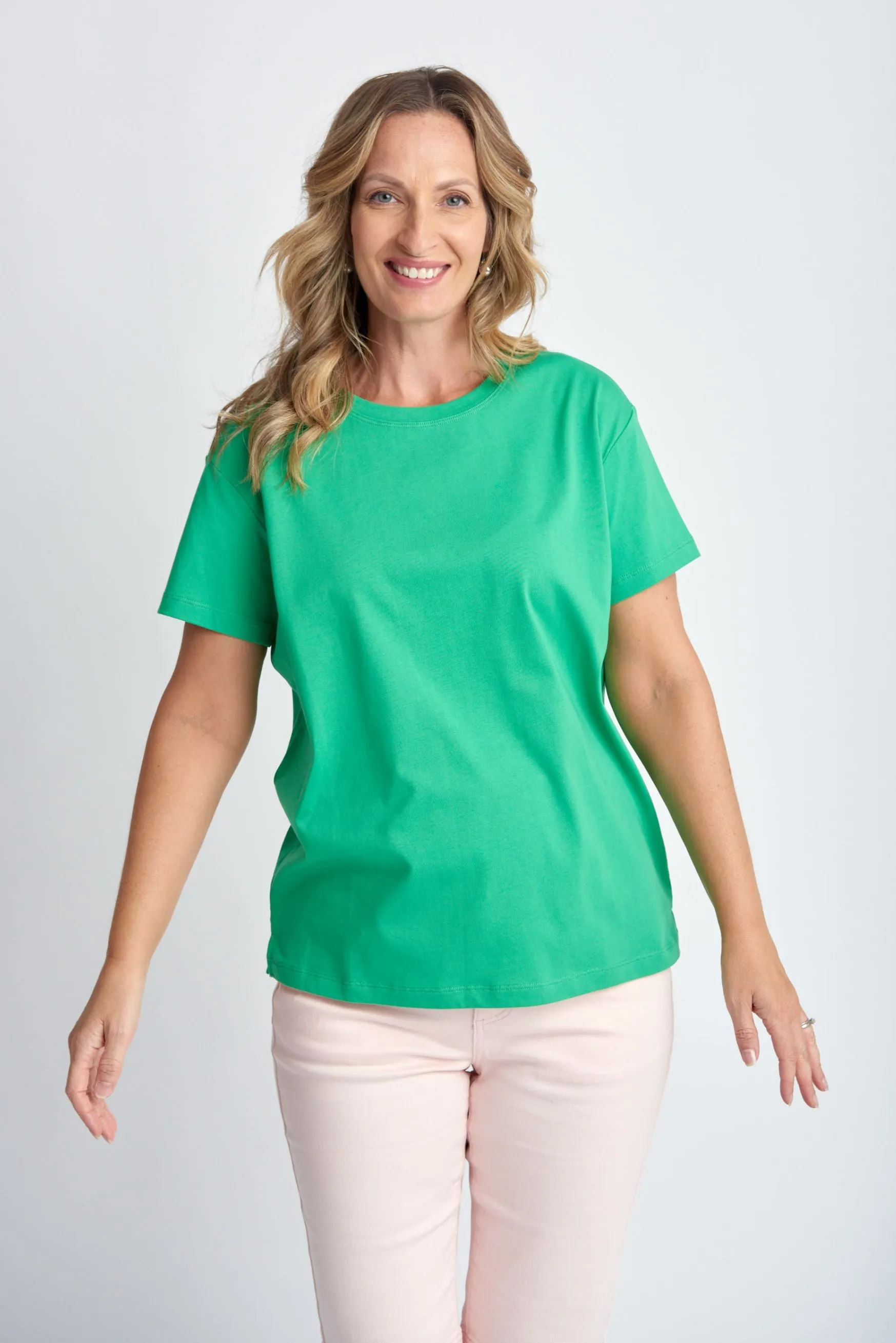 Crew Neck Basic Cotton Tee Kelly Green