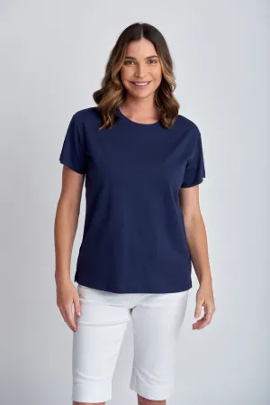 Crew Neck Basic Cotton Tee Navy