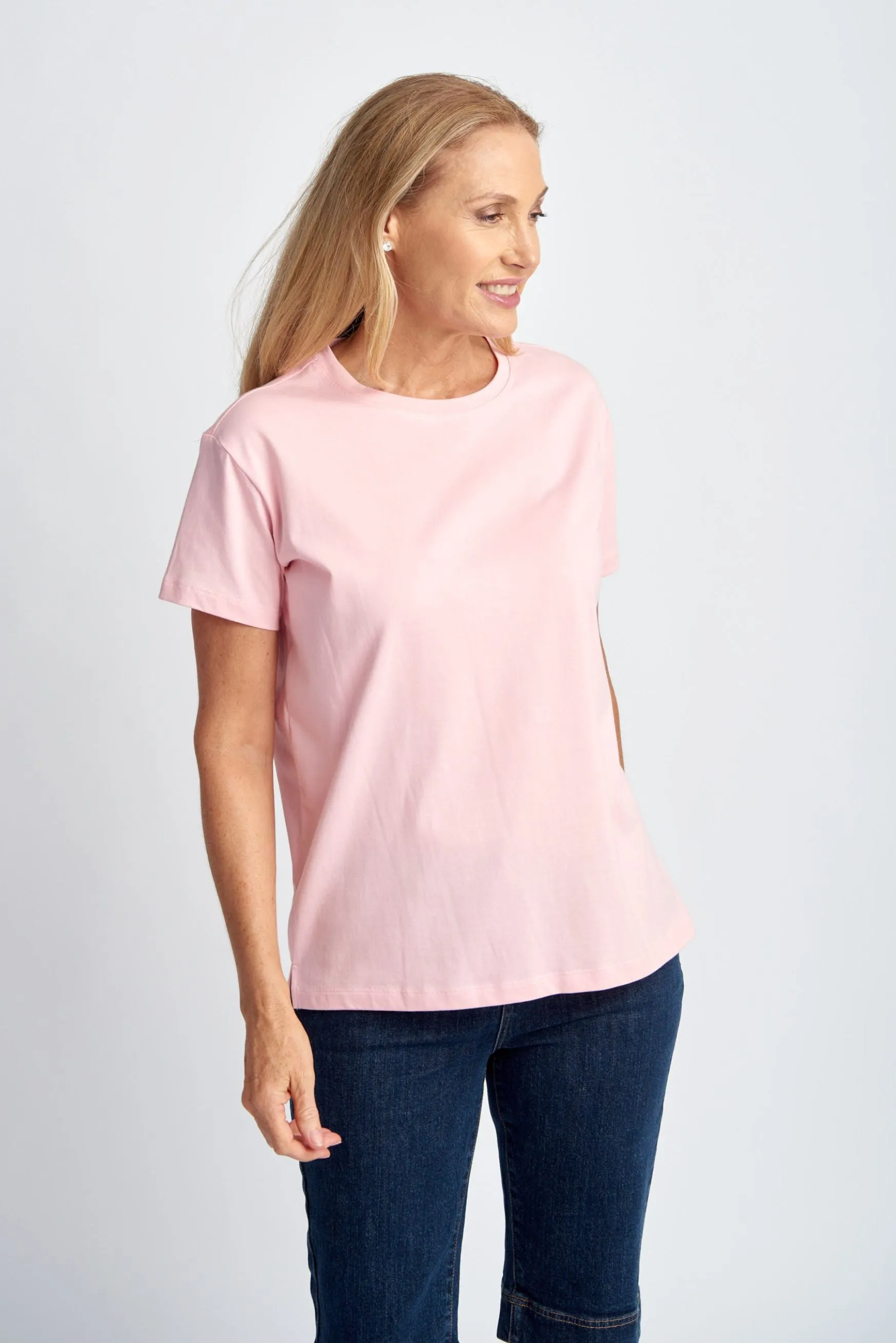 Crew Neck Basic Cotton Tee Tickle Pink