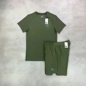 Cruyff Sports Active  T-shirt/ Shorts Set Khaki Green