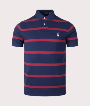 Custom Slim Fit Striped Mesh Polo Shirt