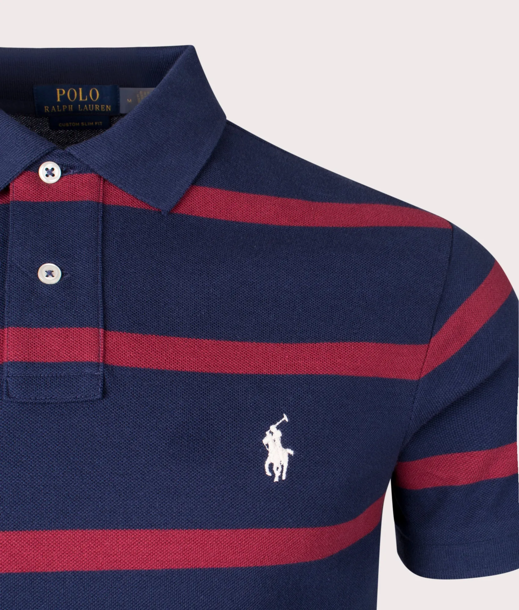 Custom Slim Fit Striped Mesh Polo Shirt