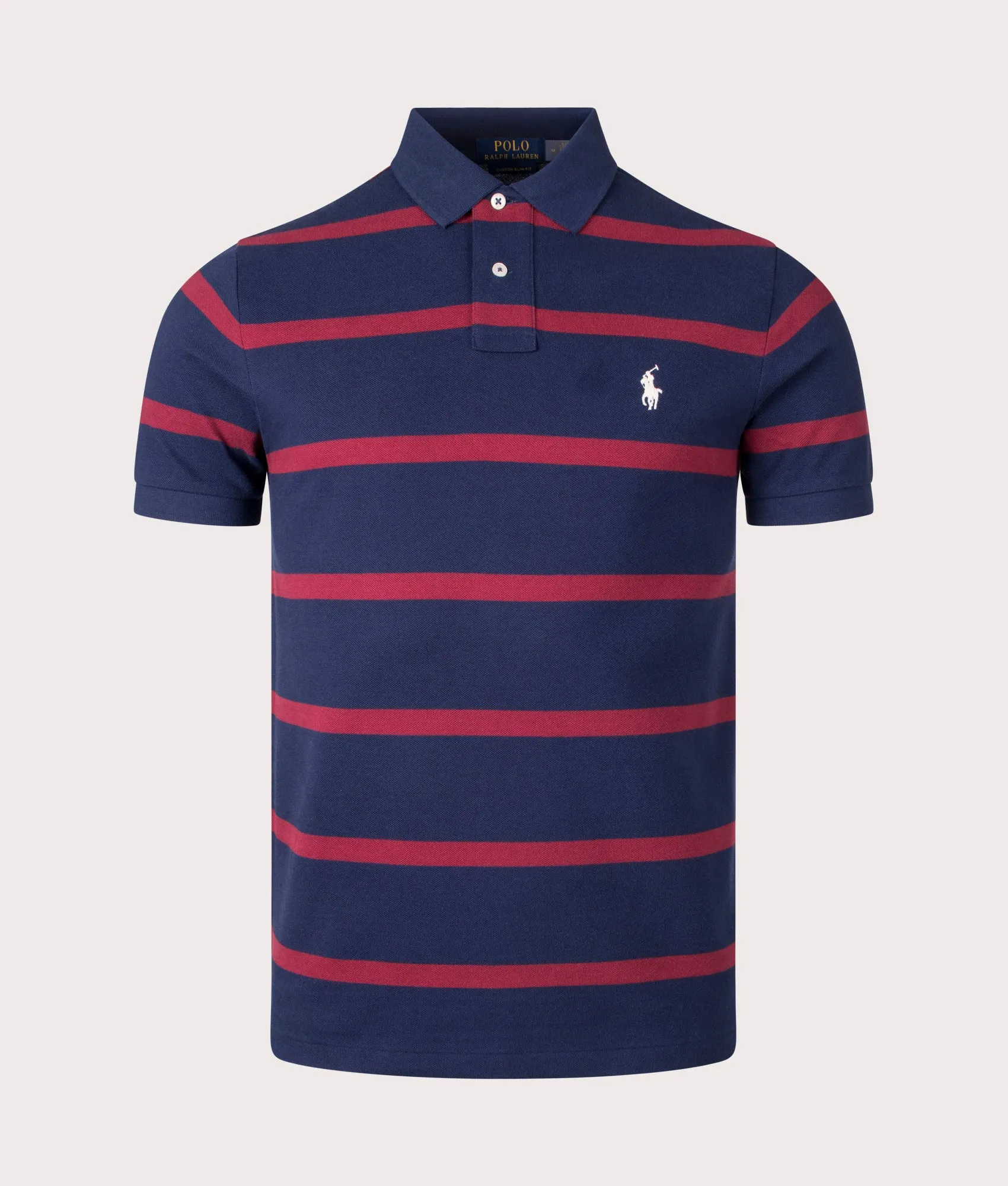 Custom Slim Fit Striped Mesh Polo Shirt