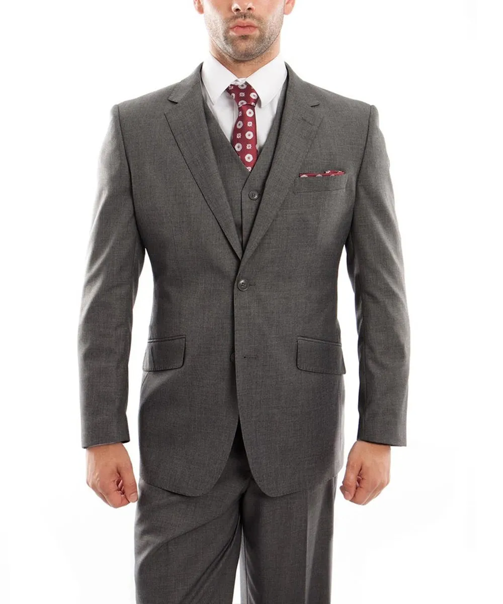 Dark Grey 3-piece Wool Suit with Vest