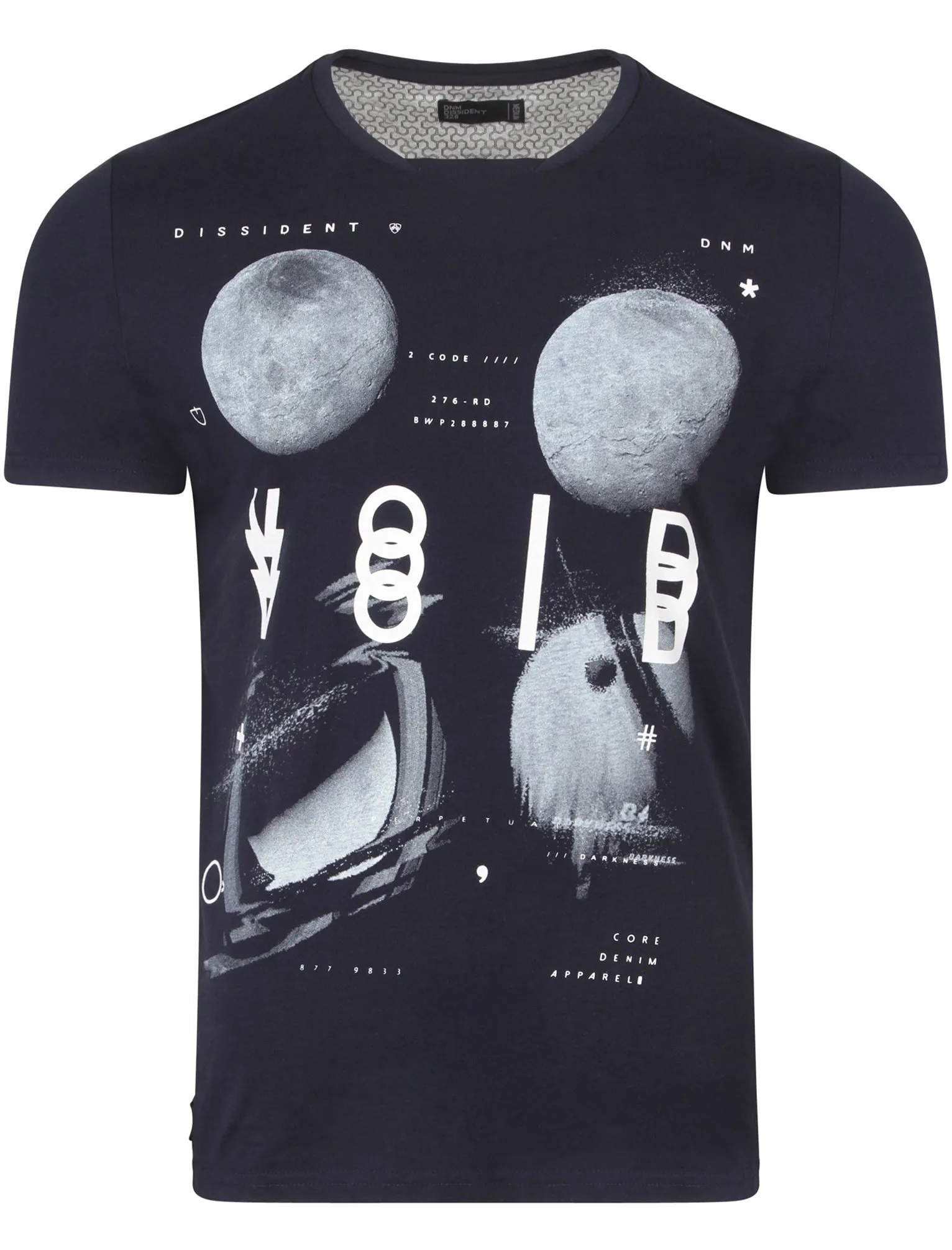 Darkness Motif Print Cotton T-Shirt In Dark Sapphire - Dissident