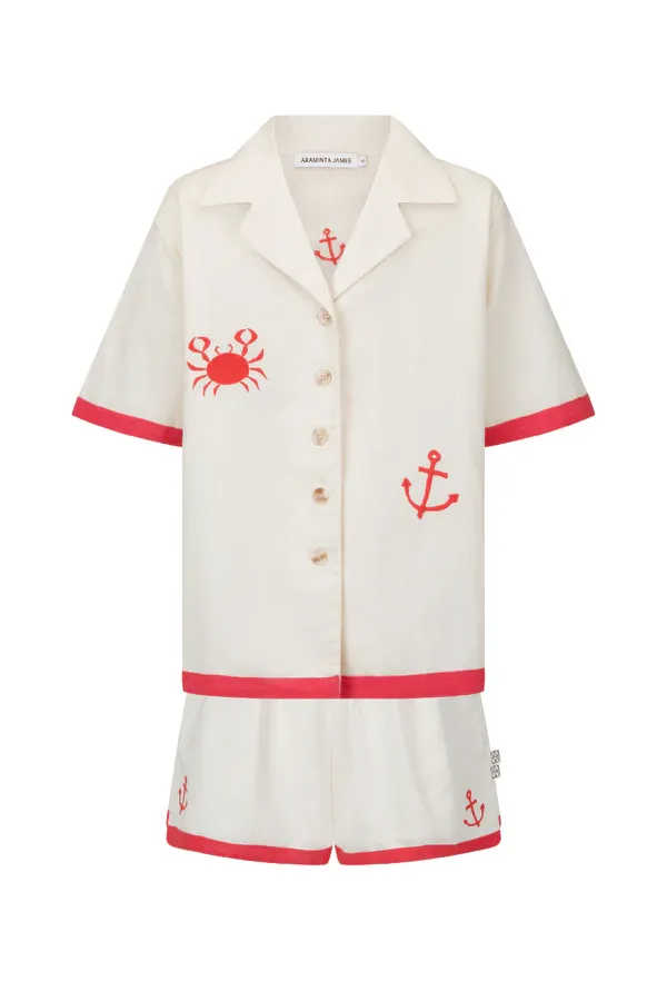 Del Mar Shirt Set Lobster Red