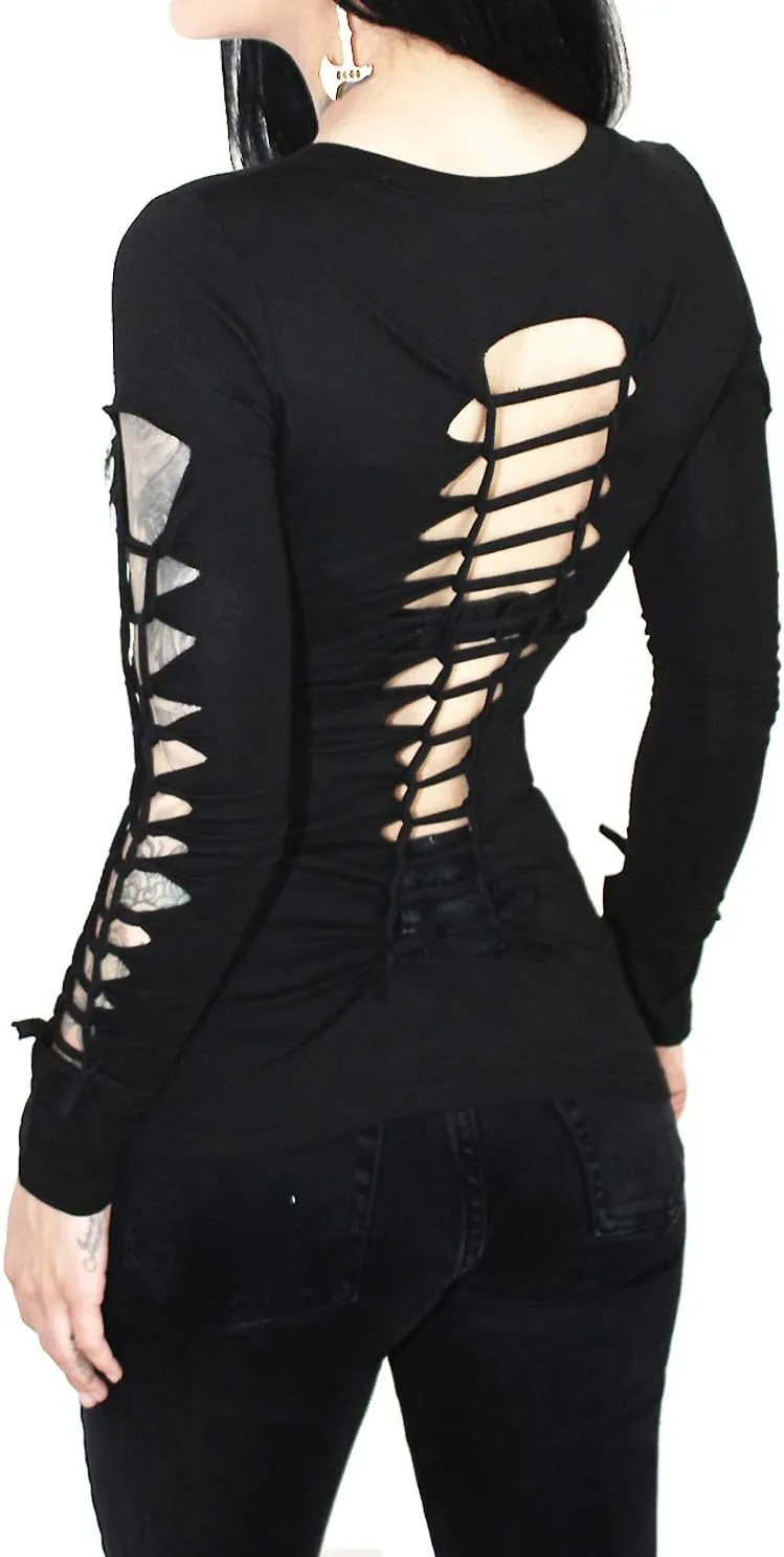 Demi Loon Sexy Gothic Graphic Cute Punk Tee- Graphic Tattoo Motorcycle Biker Tattoo Tee