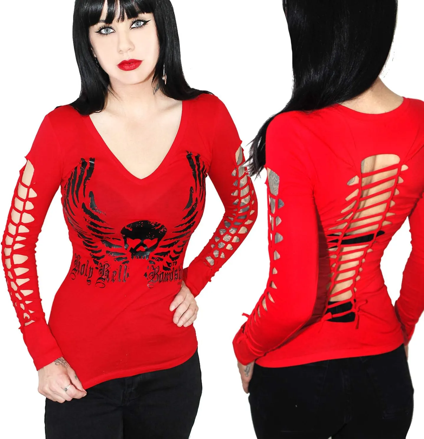 Demi Loon Sexy Gothic Graphic Cute Punk Tee- Graphic Tattoo Motorcycle Biker Tattoo Tee