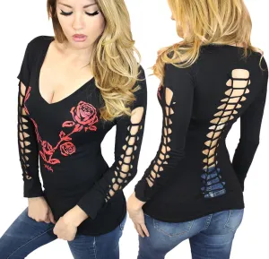 Demi Loon Sexy Gothic Graphic Cute Punk Tee- Graphic Tattoo Motorcycle Biker Tattoo Tee