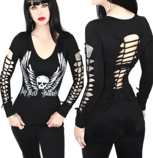 Demi Loon Sexy Gothic Graphic Cute Punk Tee- Graphic Tattoo Motorcycle Biker Tattoo Tee