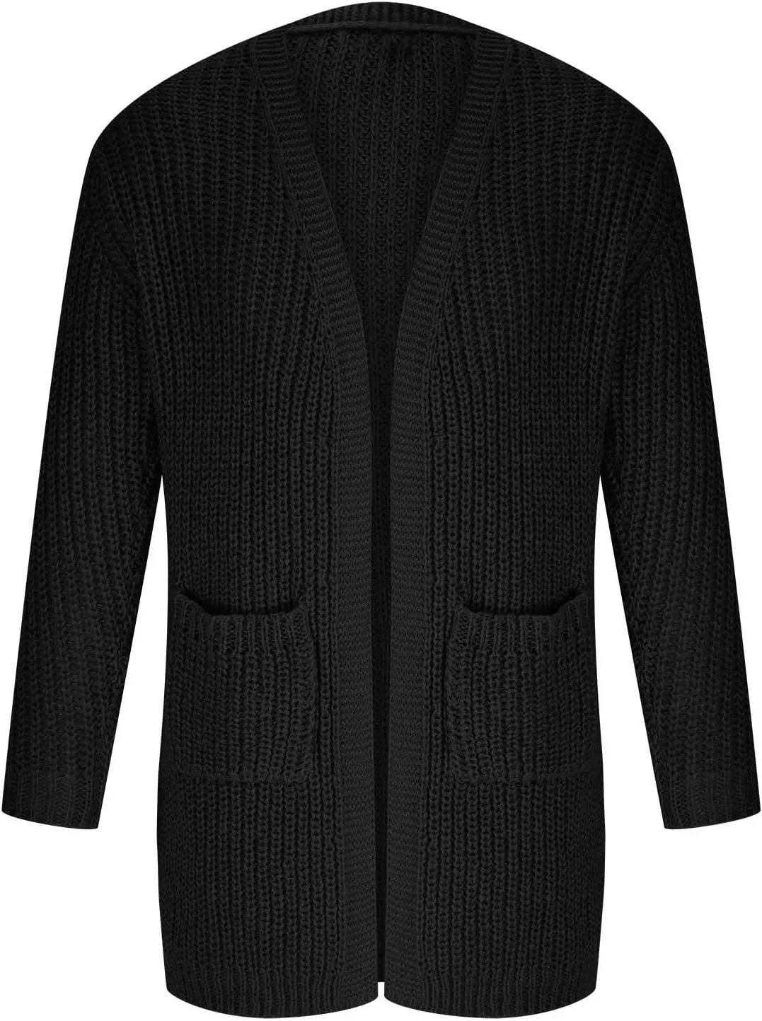 Dgoopd Men Shawl Collar Long Cardigan Sweater Heavyweight Knit Open Front Outerwear Casual Chunky Cable Solid Color Cardigan