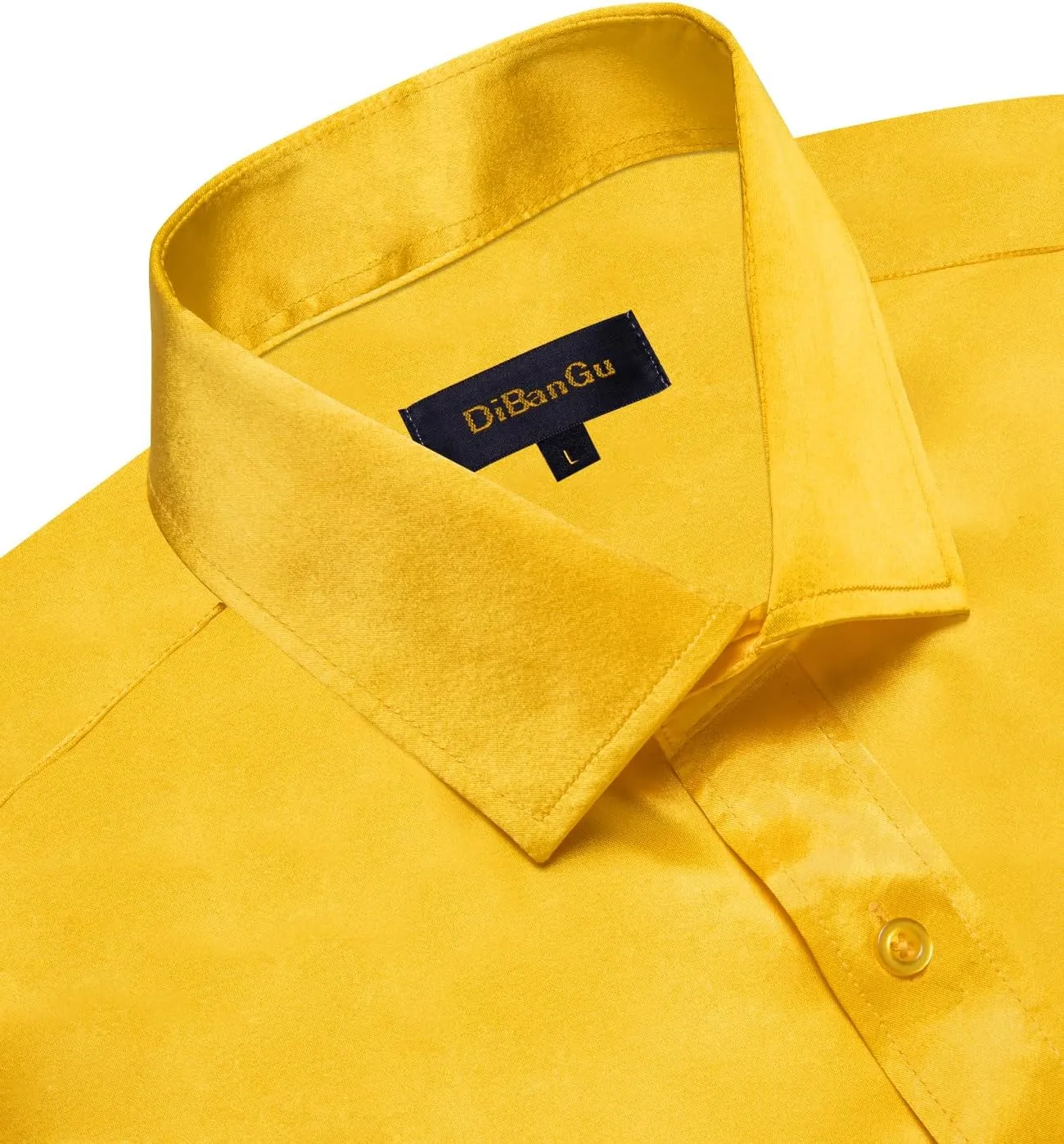 DiBanGu Mens Dress Shirt Long Sleeve Solid Satin Regular Fit Casual Button Down Shirts for Wedding Party Formal