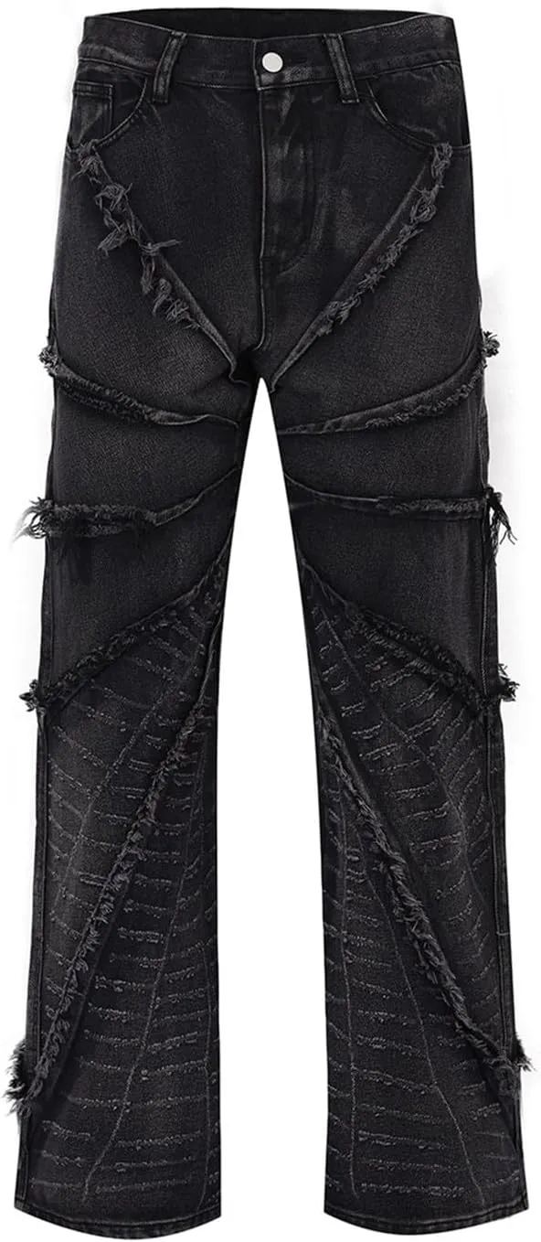 Distressed Jeans Men Baggy Jeans for Mens Hip Hop with Pocket Loose Jeans Wide Leg Denim Pants Jeans Relaxed Fit