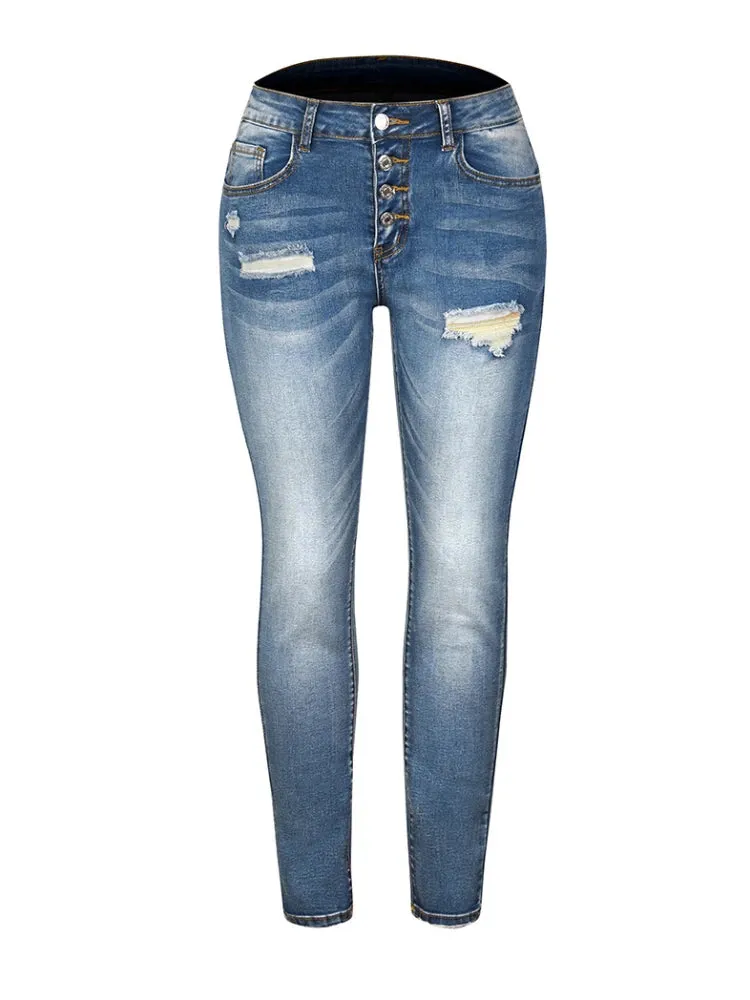 DressBetty - 2024  New Slim Fit Ripped High Elastic Women's Denim Jeans