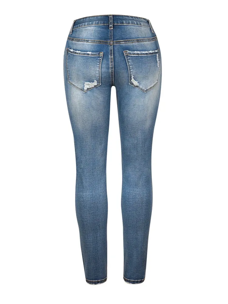 DressBetty - 2024  New Slim Fit Ripped High Elastic Women's Denim Jeans