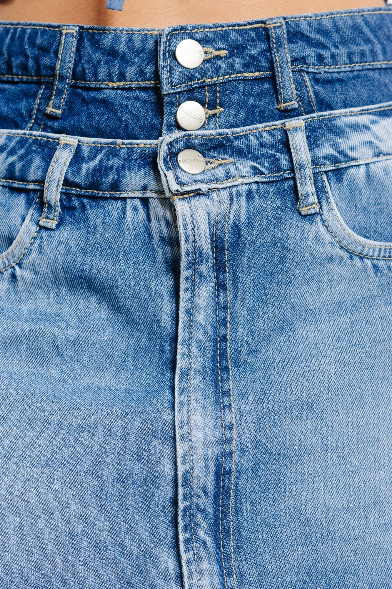 Dual Denim Short Skirt