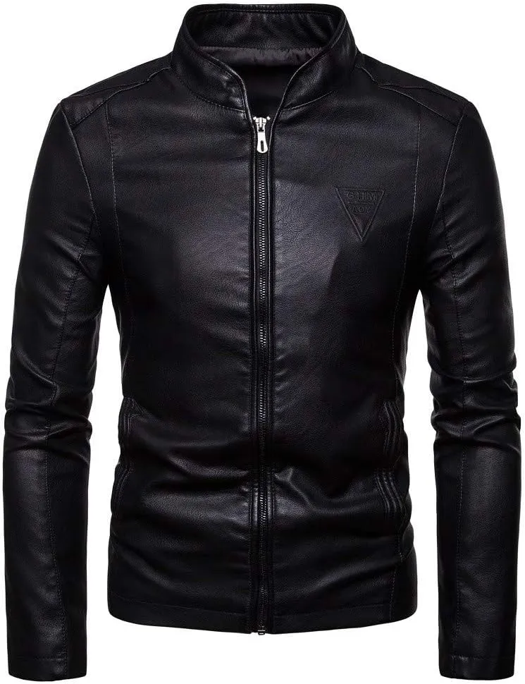 DuDubaby Fashion Men Autumn Winter Warm Casual Leather Zipper Long Sleeve Jacket Coat Top