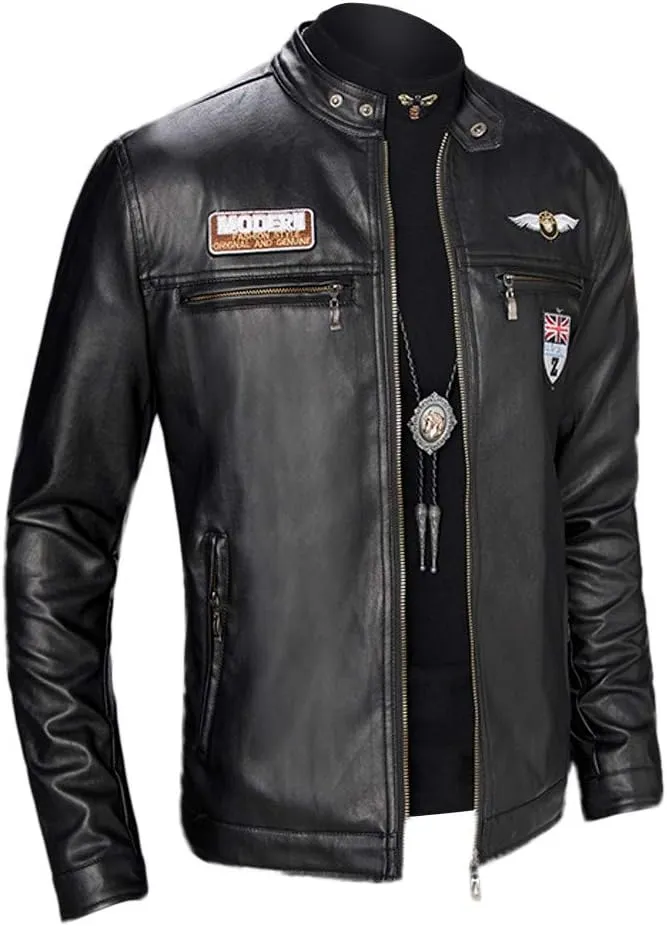 DuDubaby Fashion Men Autumn Winter Warm Casual Leather Zipper Long Sleeve Jacket Coat Top
