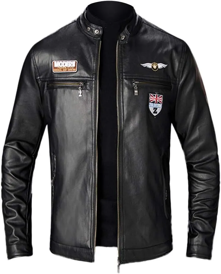DuDubaby Fashion Men Autumn Winter Warm Casual Leather Zipper Long Sleeve Jacket Coat Top