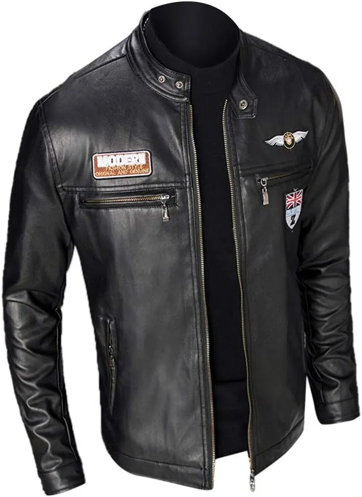 DuDubaby Fashion Men Autumn Winter Warm Casual Leather Zipper Long Sleeve Jacket Coat Top