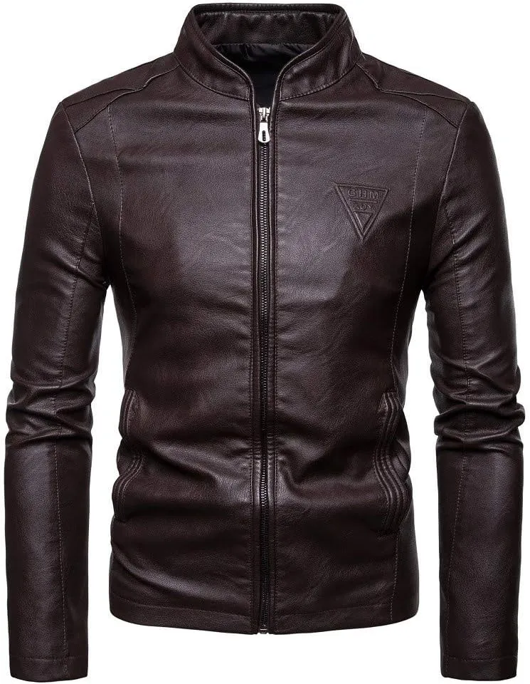 DuDubaby Fashion Men Autumn Winter Warm Casual Leather Zipper Long Sleeve Jacket Coat Top