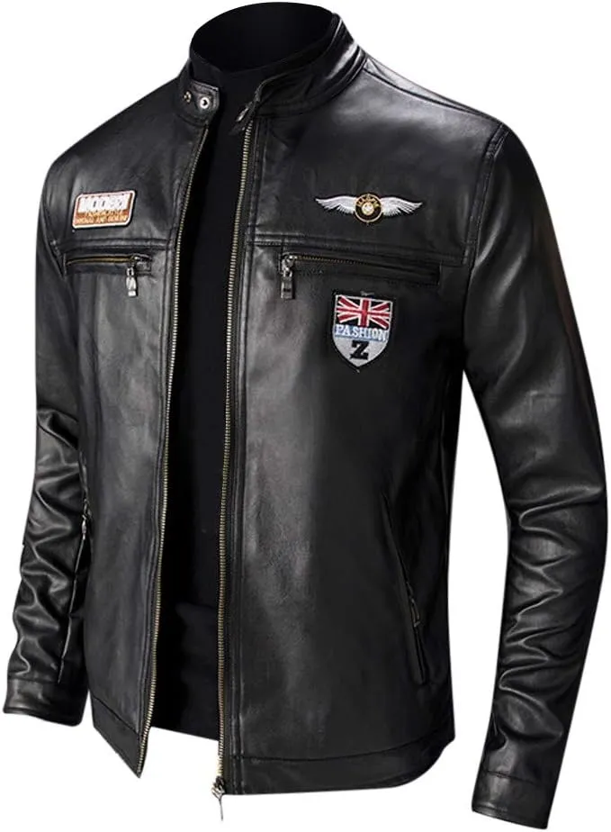 DuDubaby Fashion Men Autumn Winter Warm Casual Leather Zipper Long Sleeve Jacket Coat Top
