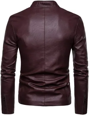 DuDubaby Fashion Men Autumn Winter Warm Casual Leather Zipper Long Sleeve Jacket Coat Top